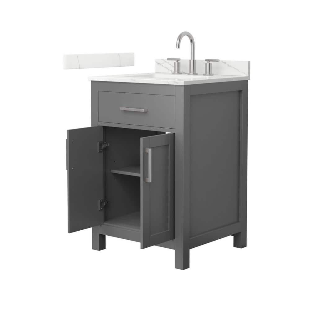 Wyndham Collection Beckett 24" Freestanding Dark Gray Bath Vanity with Giotto Quartz Top