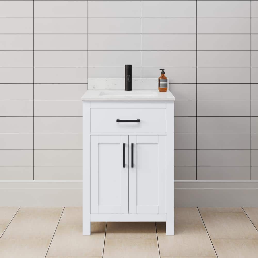 Wyndham Collection Beckett 24" Bathroom Vanity with Carrara Marble Top