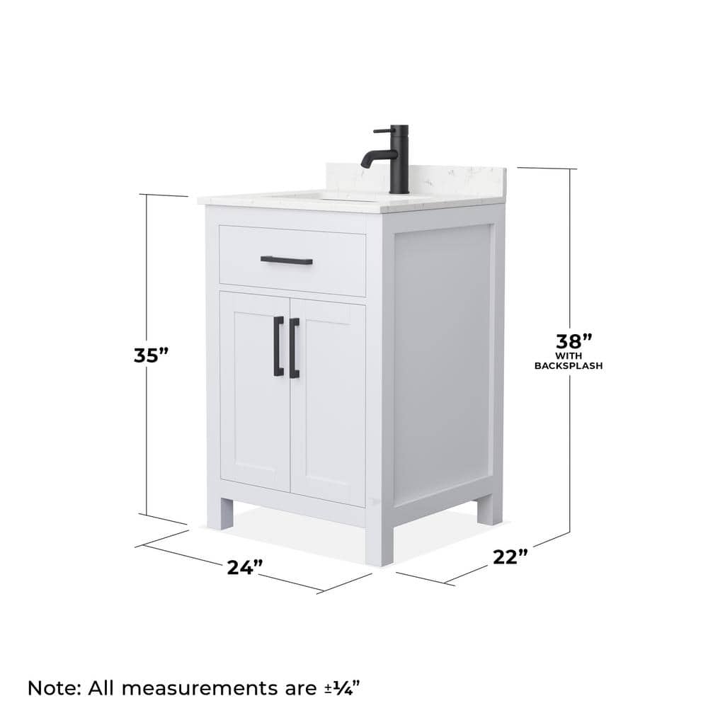 Wyndham Collection Beckett 24" Bathroom Vanity with Carrara Marble Top