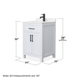 Wyndham Collection Beckett 24" Bathroom Vanity with Carrara Marble Top