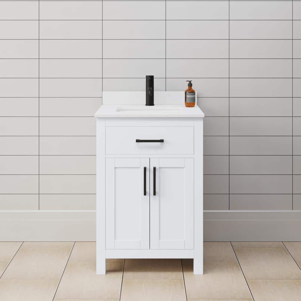 Wyndham Collection Beckett 24" Bathroom Vanity with White Cultured Marble Top