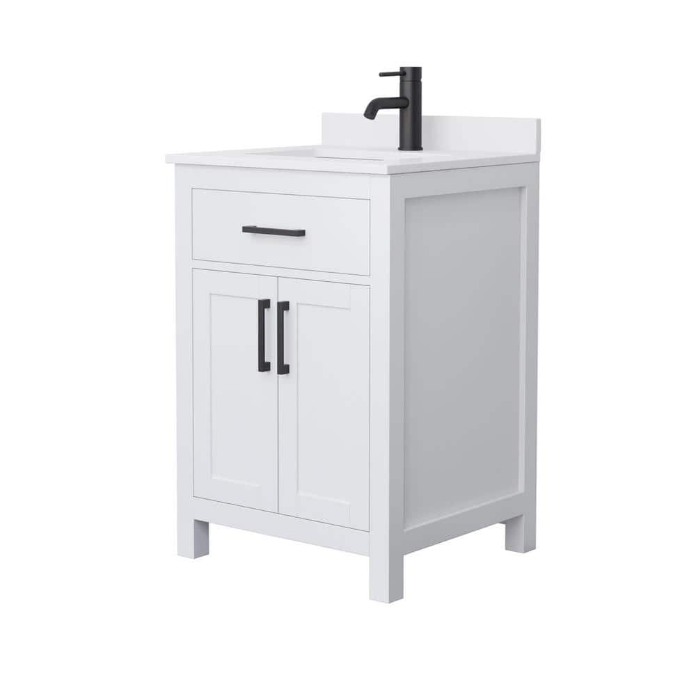 Wyndham Collection Beckett 24" Bathroom Vanity with White Cultured Marble Top