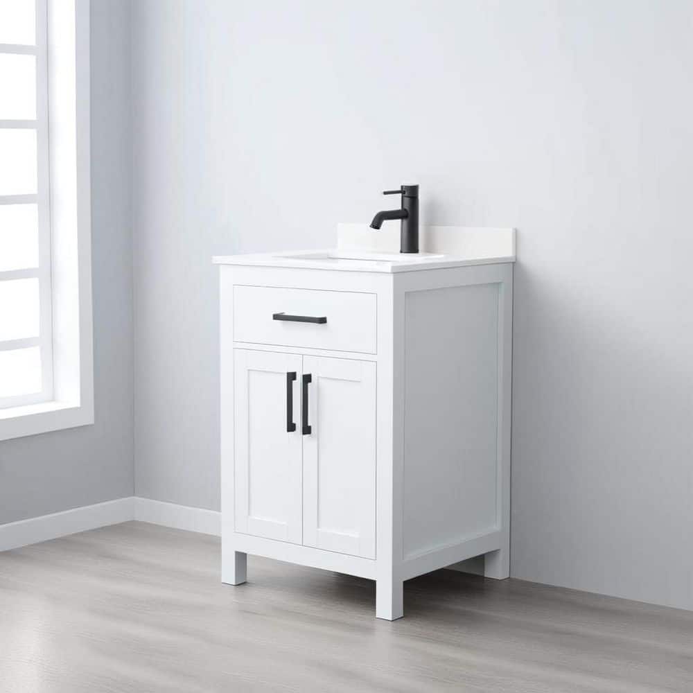 Wyndham Collection Beckett 24" Bathroom Vanity with White Cultured Marble Top