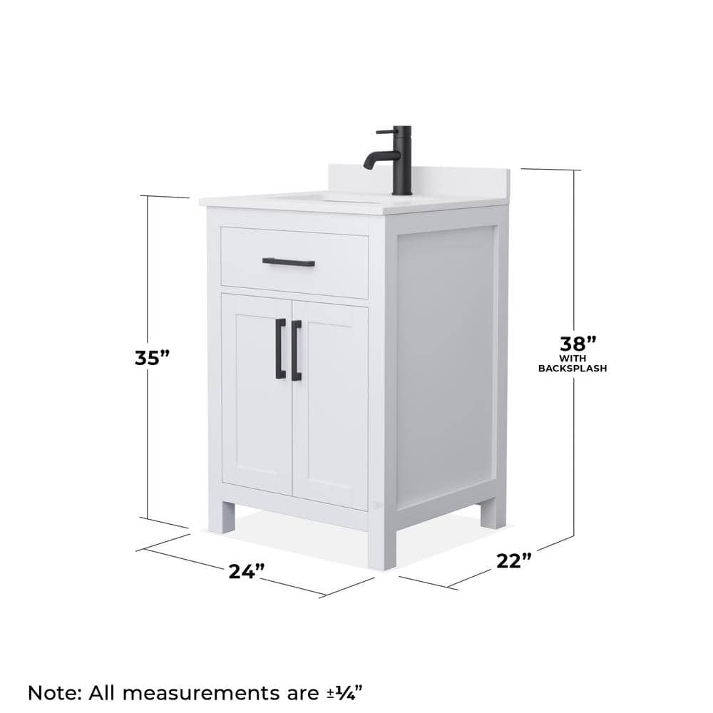 Wyndham Collection Beckett 24" Bathroom Vanity with White Cultured Marble Top