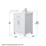 Wyndham Collection Beckett 24" Freestanding White Bath Vanity with Giotto Quartz Top