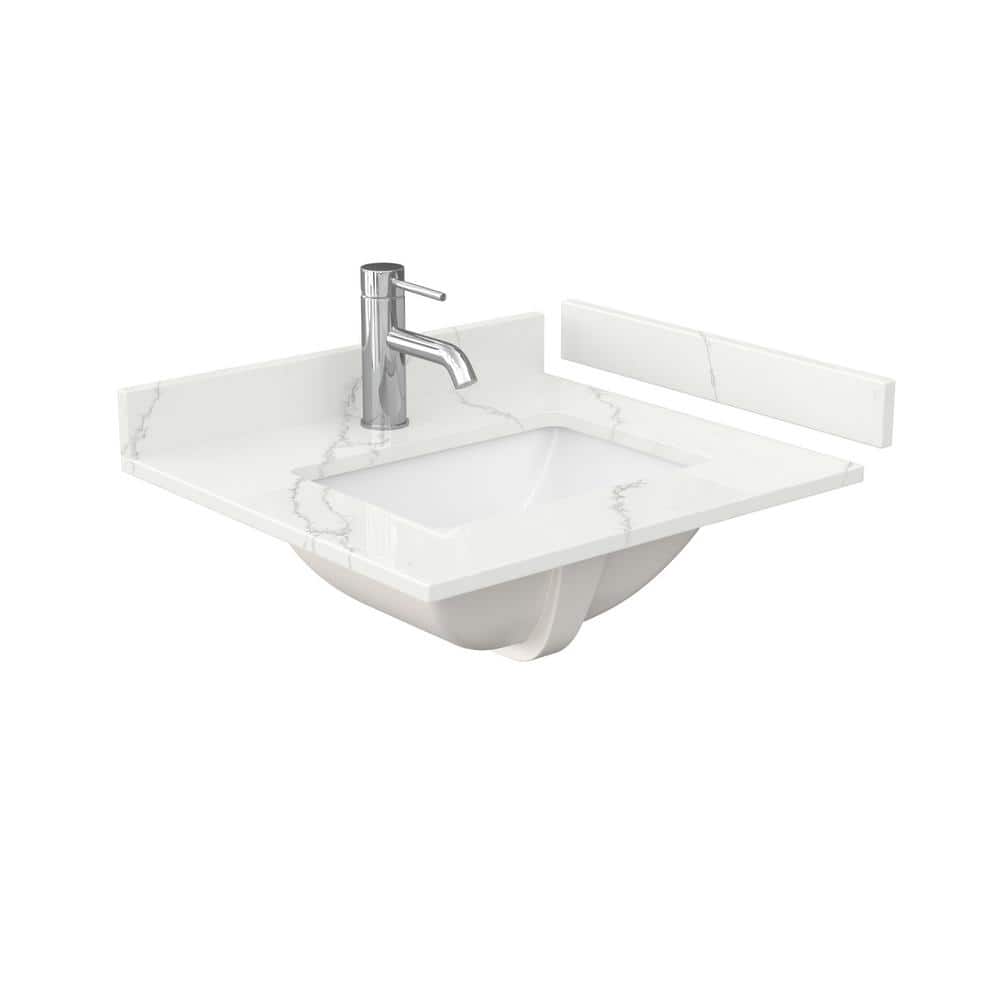 Wyndham Collection Beckett 24" Freestanding White Bath Vanity with Giotto Quartz Top