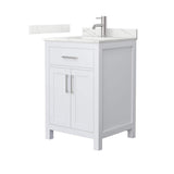 Wyndham Collection Beckett 24" Freestanding White Bath Vanity with Giotto Quartz Top