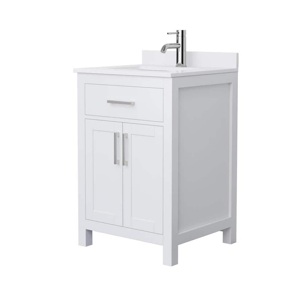 Wyndham Collection Beckett 24" Single Bath Vanity in White with Cultured Marble Top