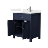 Wyndham Collection Beckett 30" Freestanding Dark Blue Bath Vanity with Giotto Quartz Top