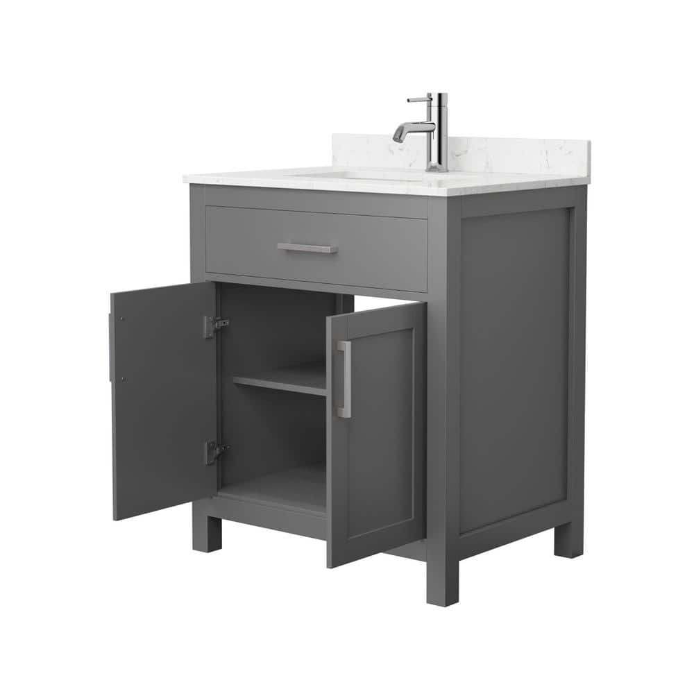 Wyndham Collection Beckett 30" Bathroom Vanity in Dark Gray with Carrara Marble Top