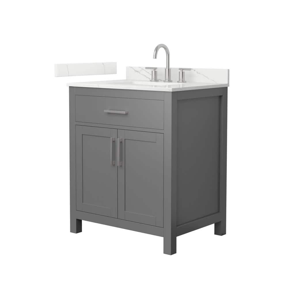 Wyndham Collection Beckett 30 in. Freestanding Dark Gray Bath Vanity with Giotto Quartz Top