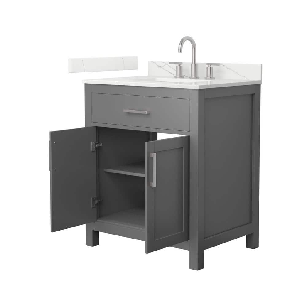 Wyndham Collection Beckett 30 in. Freestanding Dark Gray Bath Vanity with Giotto Quartz Top