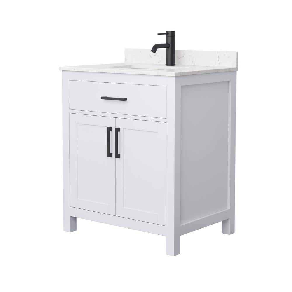Wyndham Collection Beckett 30" Bathroom Vanity with Carrara Marble Top