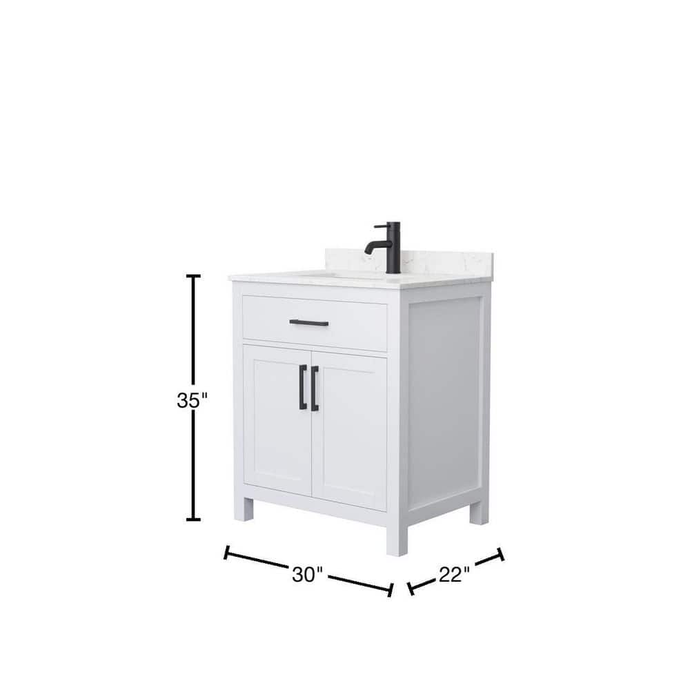 Wyndham Collection Beckett 30" Bathroom Vanity with Carrara Marble Top
