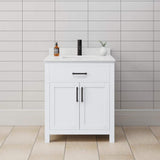 Wyndham Collection Beckett 30" Bathroom Vanity with Carrara Marble Top
