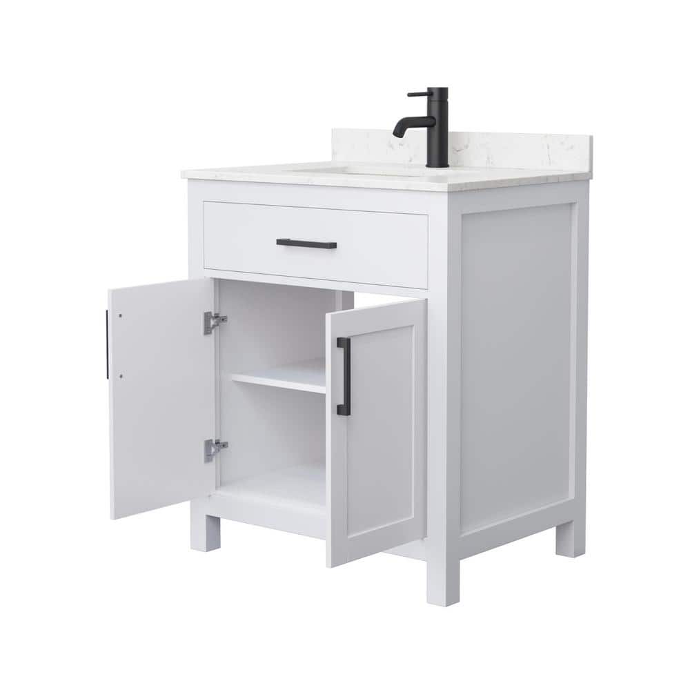 Wyndham Collection Beckett 30" Bathroom Vanity with Carrara Marble Top