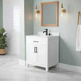 Wyndham Collection Beckett 30" Bathroom Vanity with Carrara Marble Top
