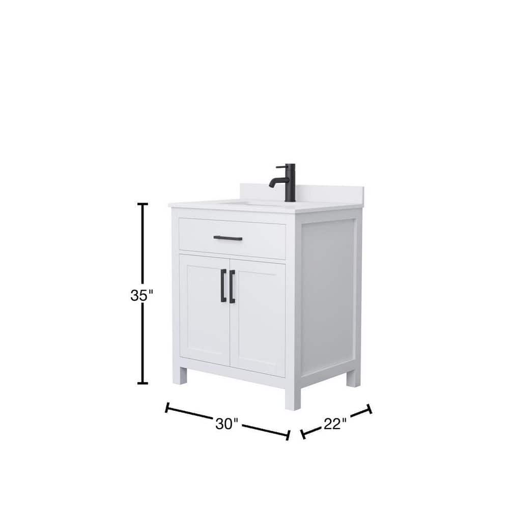 Wyndham Collection Beckett 30" Bathroom Vanity with White Cultured Marble Top