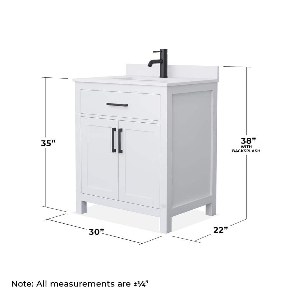 Wyndham Collection Beckett 30" Bathroom Vanity with White Cultured Marble Top
