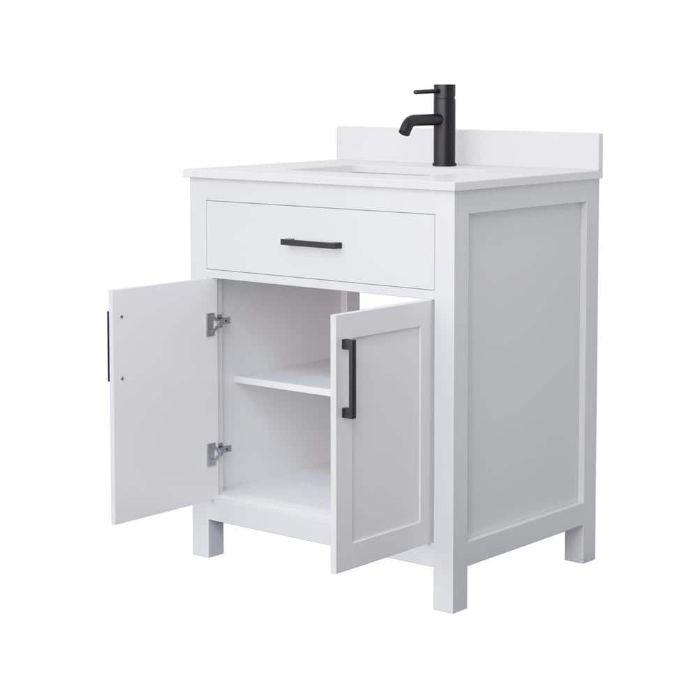 Wyndham Collection Beckett 30" Bathroom Vanity with White Cultured Marble Top