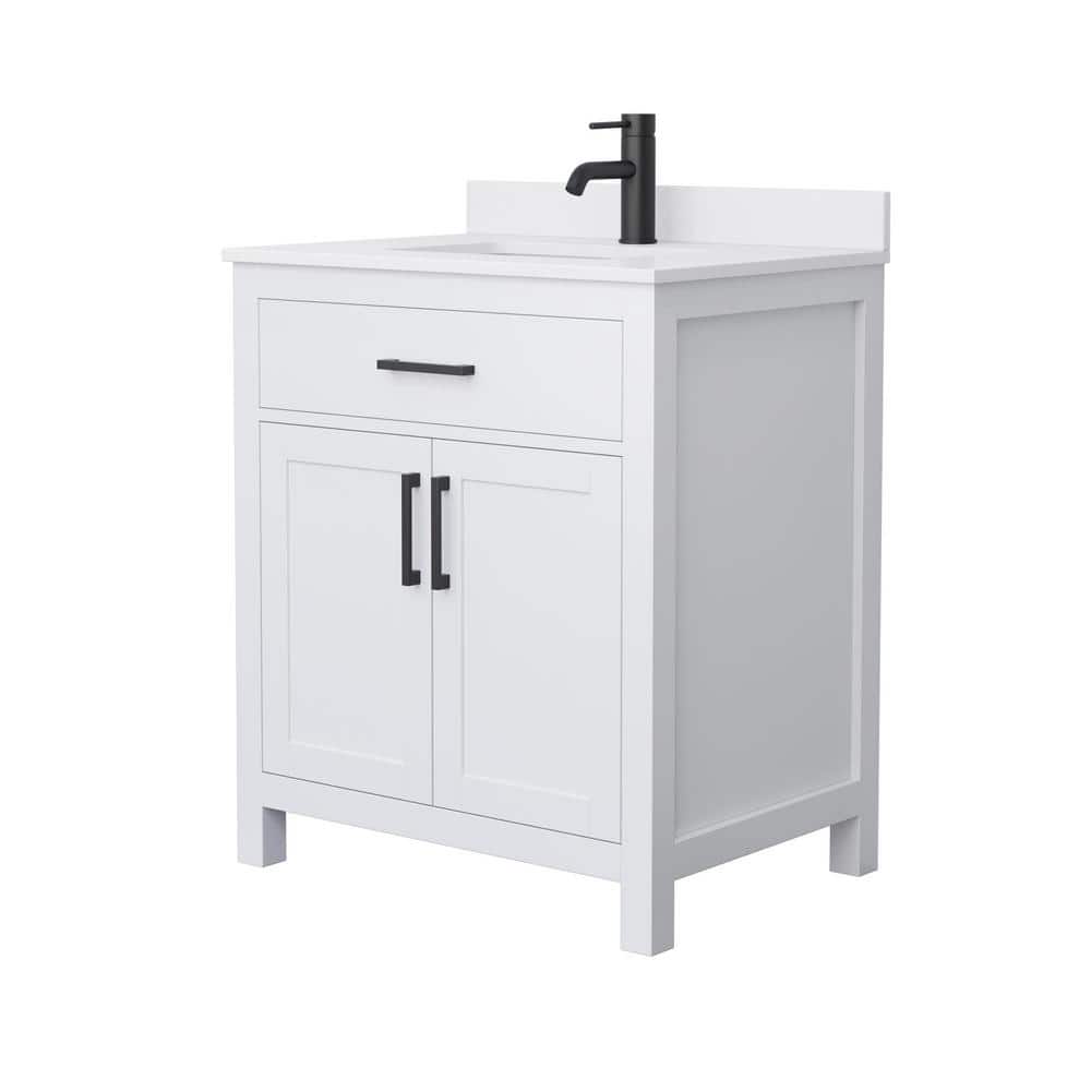 Wyndham Collection Beckett 30" Bathroom Vanity with White Cultured Marble Top