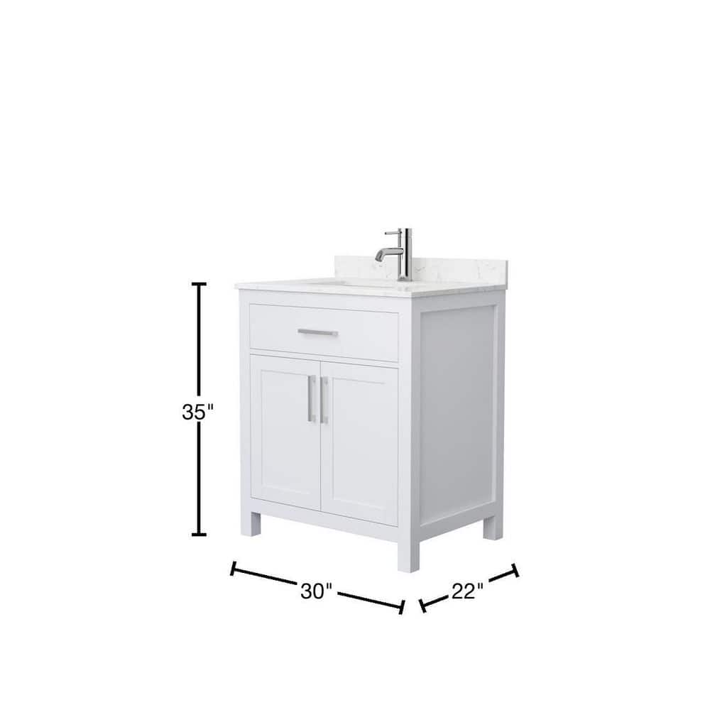 Wyndham Collection Beckett 30" Bathroom Vanity with Carrara Marble Top
