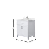 Wyndham Collection Beckett 30" Bathroom Vanity with Carrara Marble Top