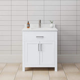 Wyndham Collection Beckett 30" Bathroom Vanity with Carrara Marble Top