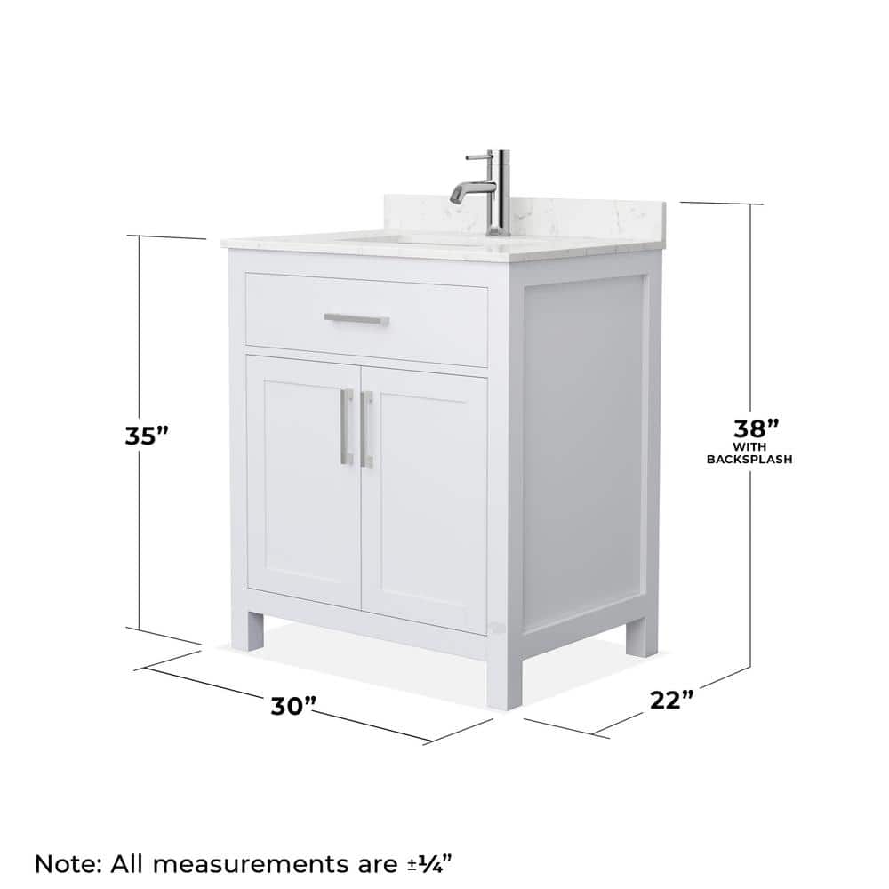 Wyndham Collection Beckett 30" Bathroom Vanity with Carrara Marble Top