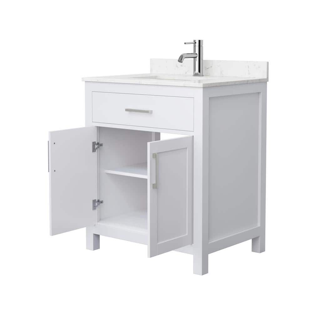 Wyndham Collection Beckett 30" Bathroom Vanity with Carrara Marble Top