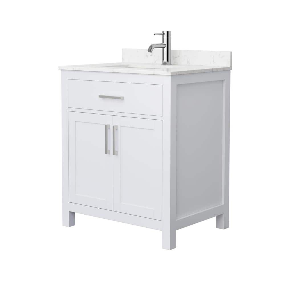 Wyndham Collection Beckett 30" Bathroom Vanity with Carrara Marble Top