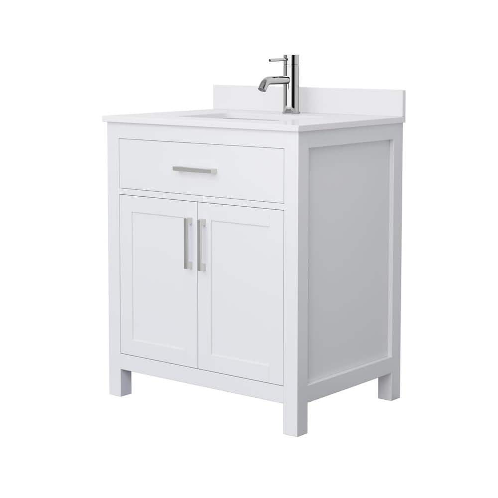 Wyndham Collection Beckett 30" Bathroom Vanity with White Cultured Marble Top