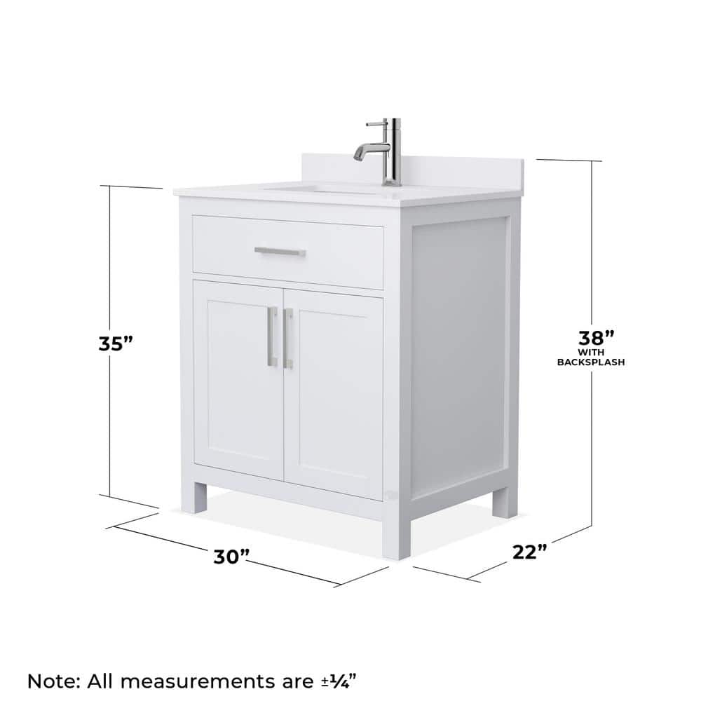 Wyndham Collection Beckett 30" Bathroom Vanity with White Cultured Marble Top