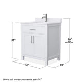 Wyndham Collection Beckett 30" Bathroom Vanity with White Cultured Marble Top