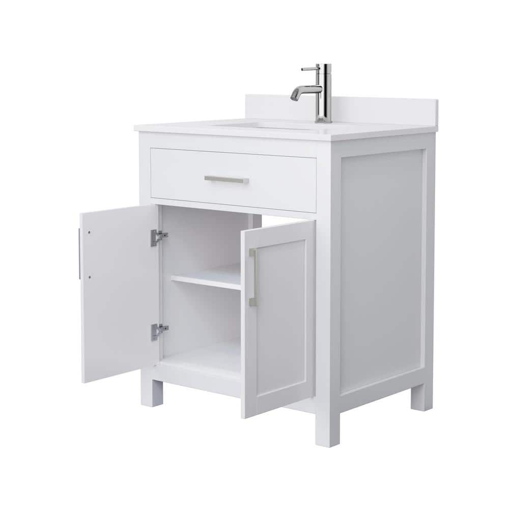 Wyndham Collection Beckett 30" Bathroom Vanity with White Cultured Marble Top