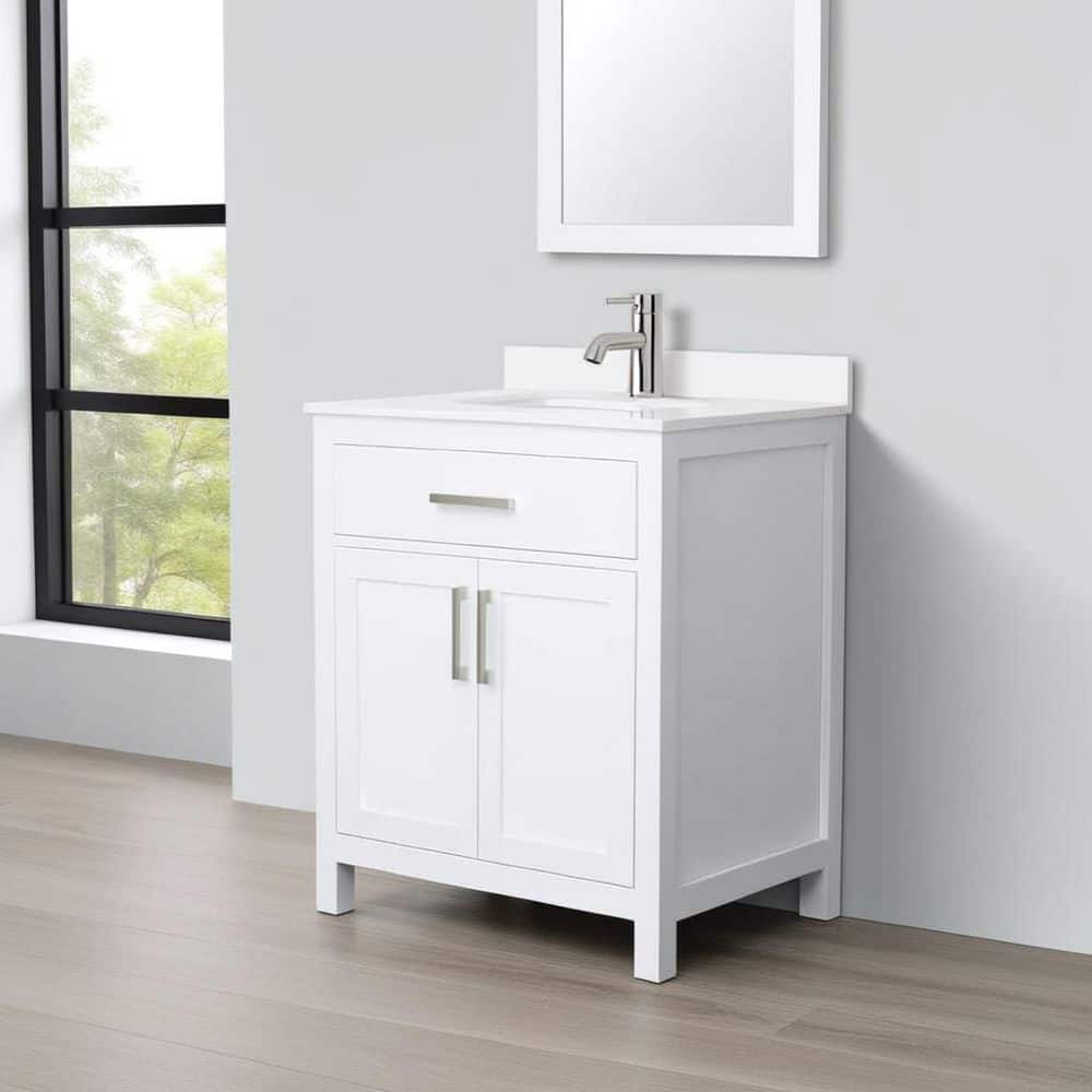 Wyndham Collection Beckett 30" Bathroom Vanity with White Cultured Marble Top