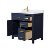 Wyndham Collection Beckett 36" Single Sink Bathroom Vanity in Dark Blue with Cultured Marble Top