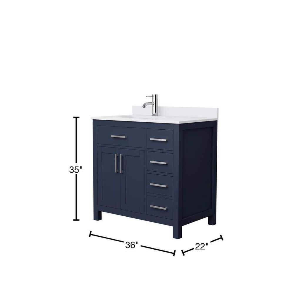 Wyndham Collection Beckett 36" Dark Blue Bathroom Vanity with Cultured Marble Top