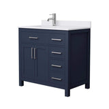Wyndham Collection Beckett 36" Dark Blue Bathroom Vanity with Cultured Marble Top