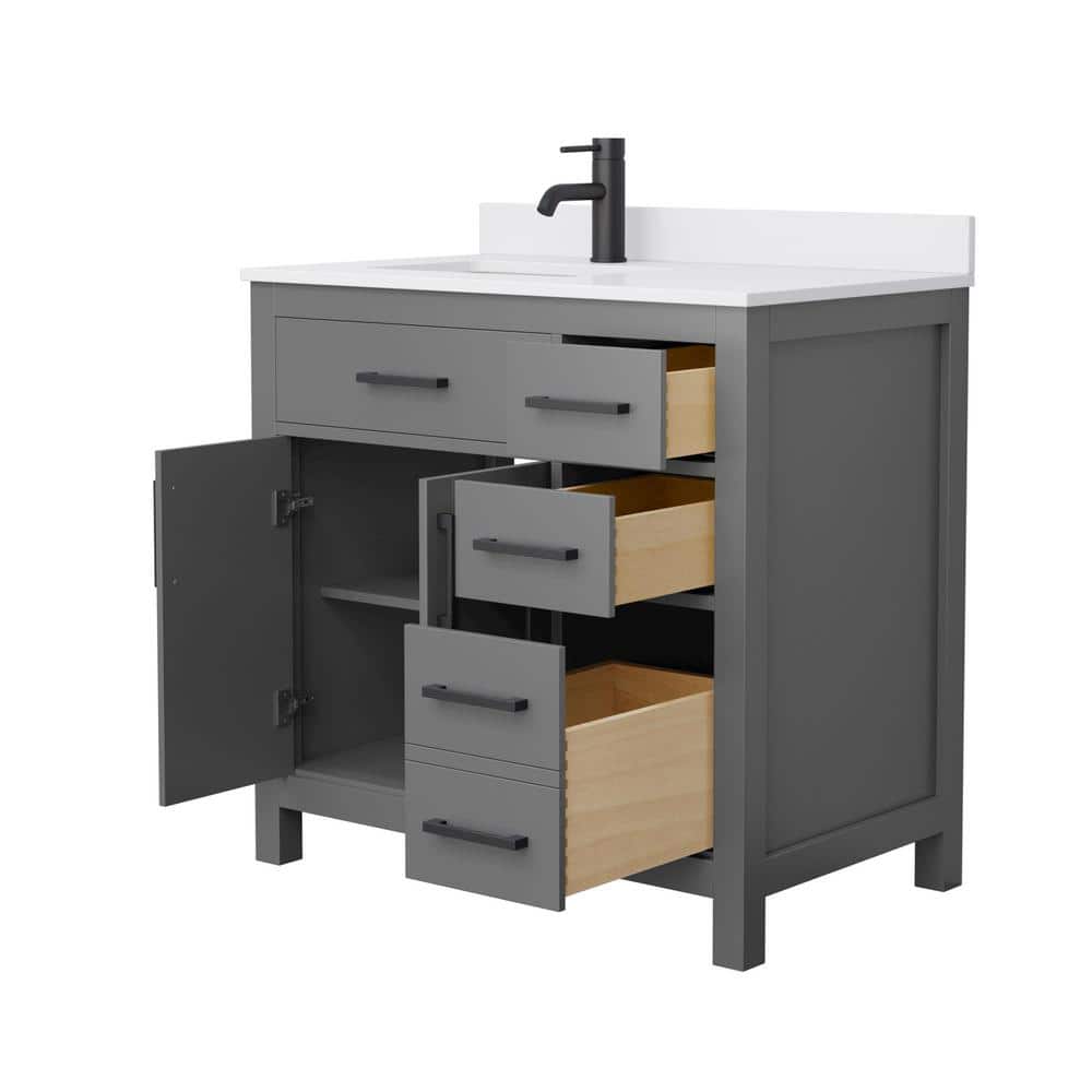 Wyndham Collection Beckett 36" Bathroom Vanity in Dark Gray with Cultured Marble Top