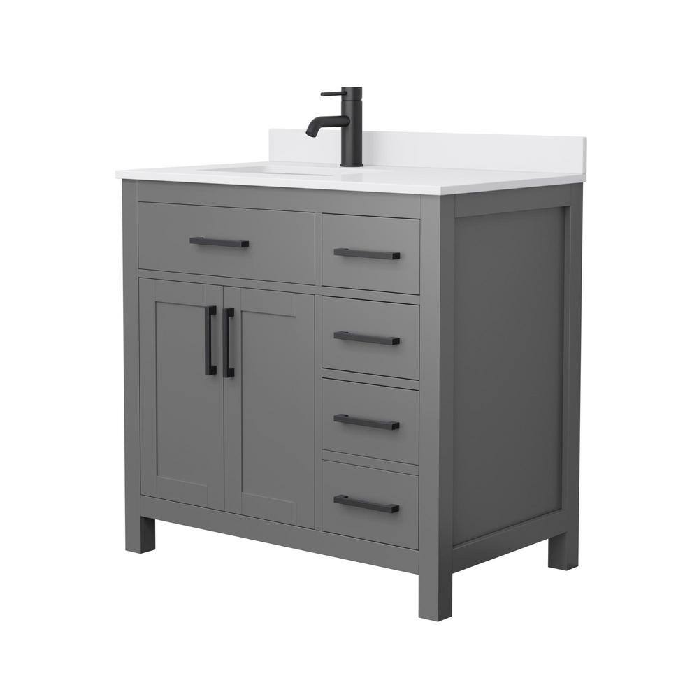 Wyndham Collection Beckett 36" Bathroom Vanity in Dark Gray with Cultured Marble Top