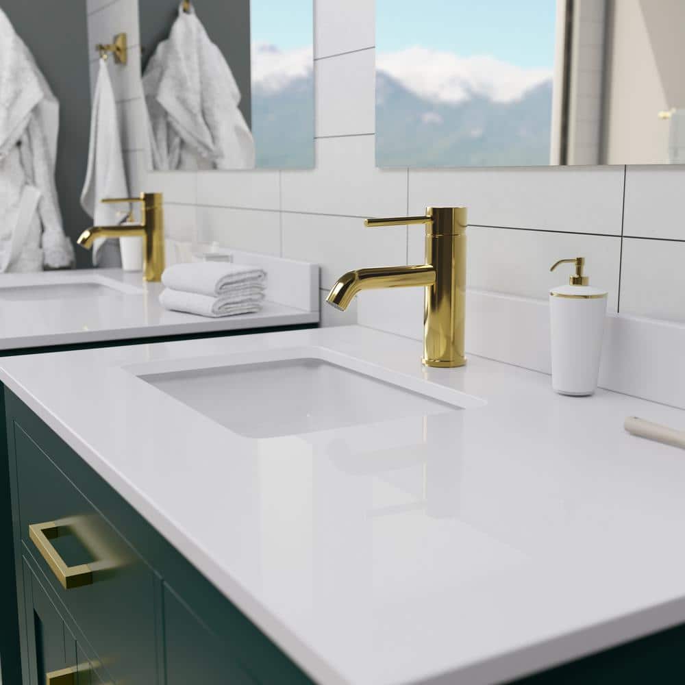 Wyndham Collection Beckett 36" Green Bathroom Vanity with White Cultured Marble Top