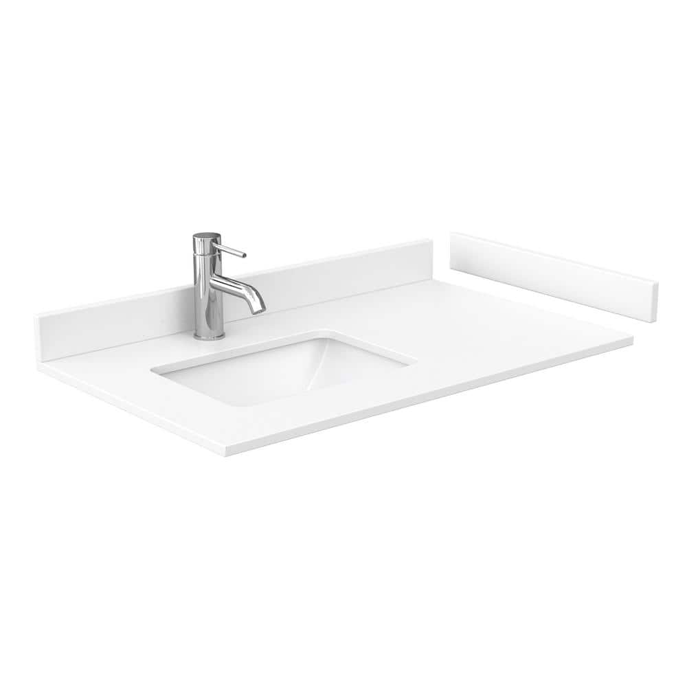 Wyndham Collection Beckett 36" Green Bathroom Vanity with White Cultured Marble Top