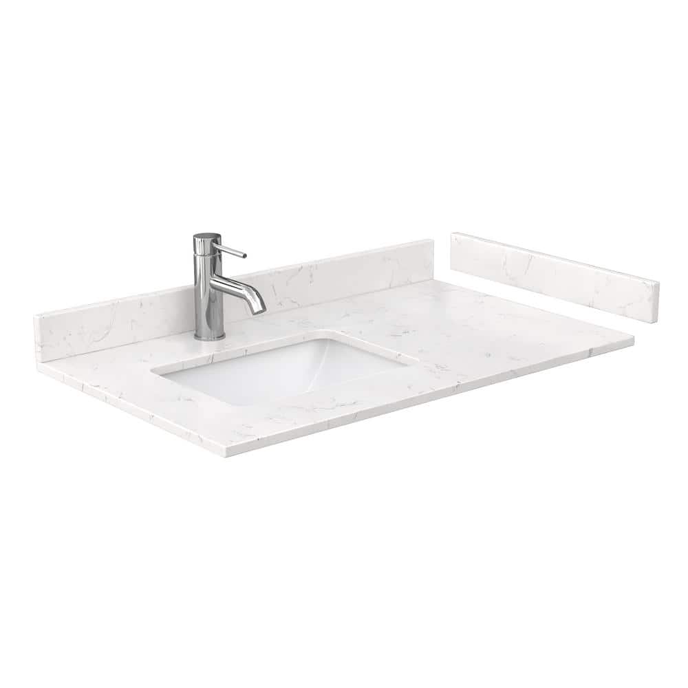 Wyndham Collection Beckett 36" Green Bathroom Vanity with Carrara Cultured Marble Top