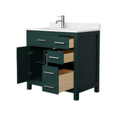Wyndham Collection Beckett 36" Green Bathroom Vanity with Carrara Cultured Marble Top