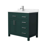 Wyndham Collection Beckett 36" Green Bathroom Vanity with Carrara Cultured Marble Top