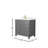 Wyndham Collection Beckett 36" Bathroom Vanity in Dark Gray with Carrara Marble Top