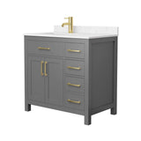 Wyndham Collection Beckett 36" Bathroom Vanity in Dark Gray with Carrara Marble Top