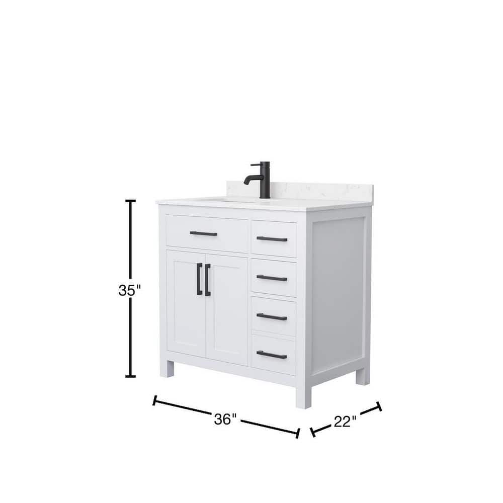 Wyndham Collection Beckett 36" Bathroom Vanity with Carrara Marble Top