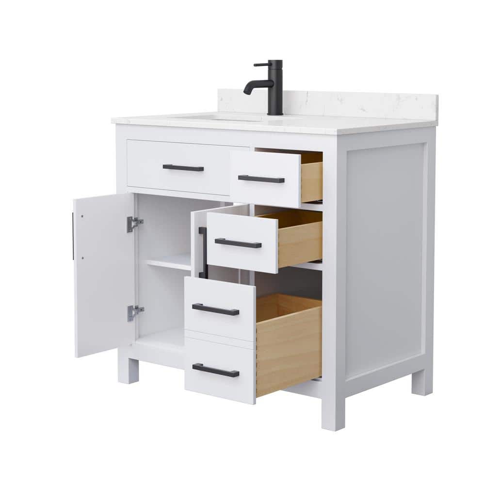 Wyndham Collection Beckett 36" Bathroom Vanity with Carrara Marble Top